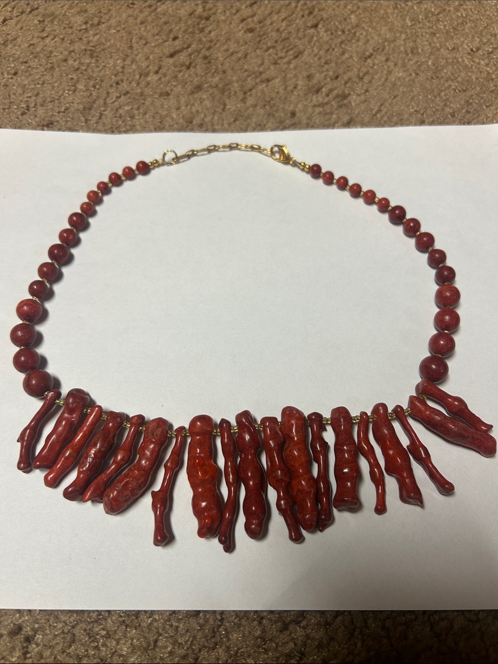 Red Bamboo Coral Stick Bead Necklace - Women Jewelry